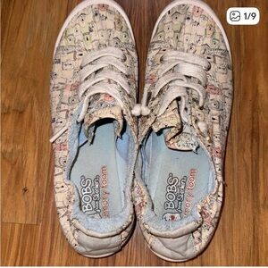 Skechers BOBS Kids Sneakers - Cream and Blue